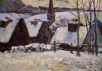 Paul Gauguin Painting - Breton Village in Snow Post Impressionism Primitivism Paul Gauguin